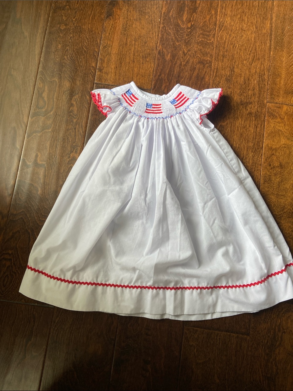 Southern Living by Smocked Auctions baby dress American flags SZ 12M 4th July